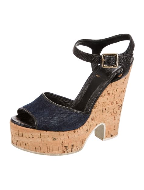 fendi sandal heels|Fendi denim sandals.